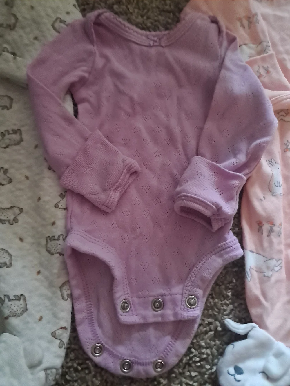 Kids Long-Sleeve One Piece Bodysuit in Lavender